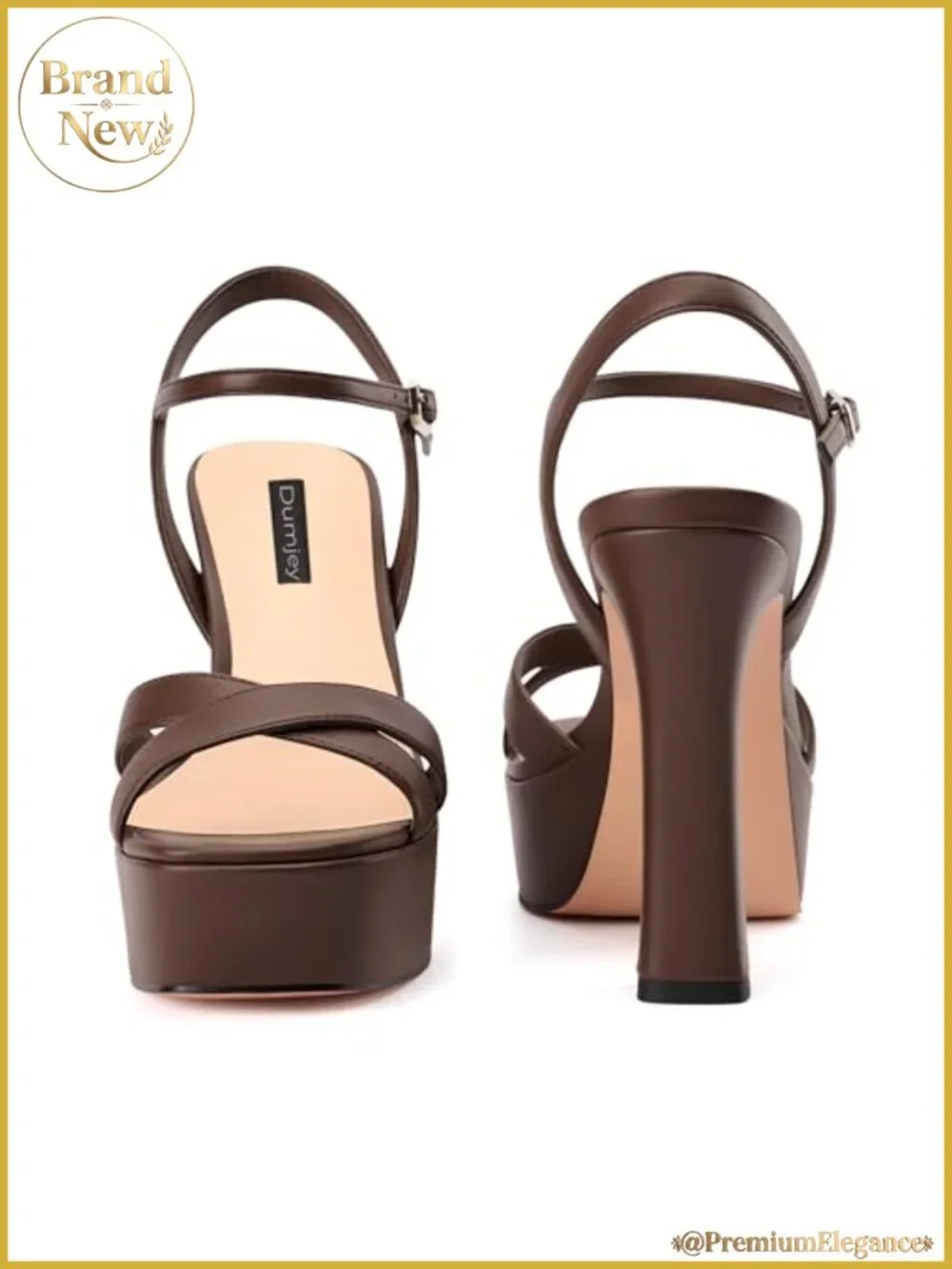 Faux Leather Platform Heeled Sandals with Ankle Strap